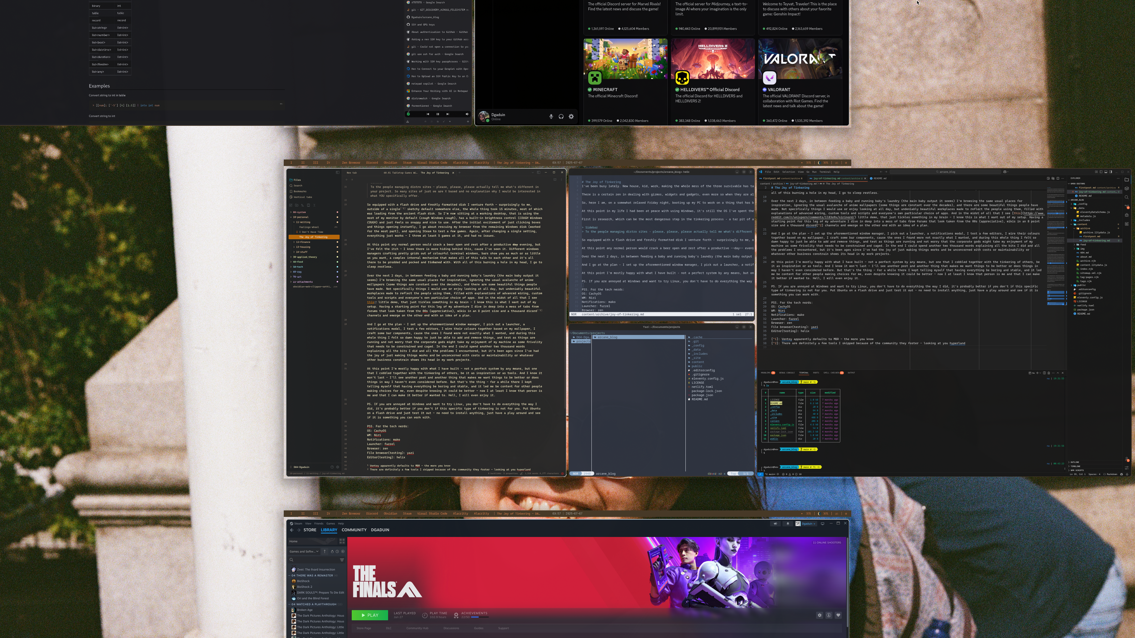 system screenshot showing a few open windows showcasing the system